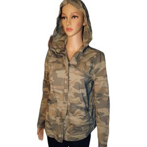 SO Jacket Zip Up Hooded  Green Camouflage Womens Size Small